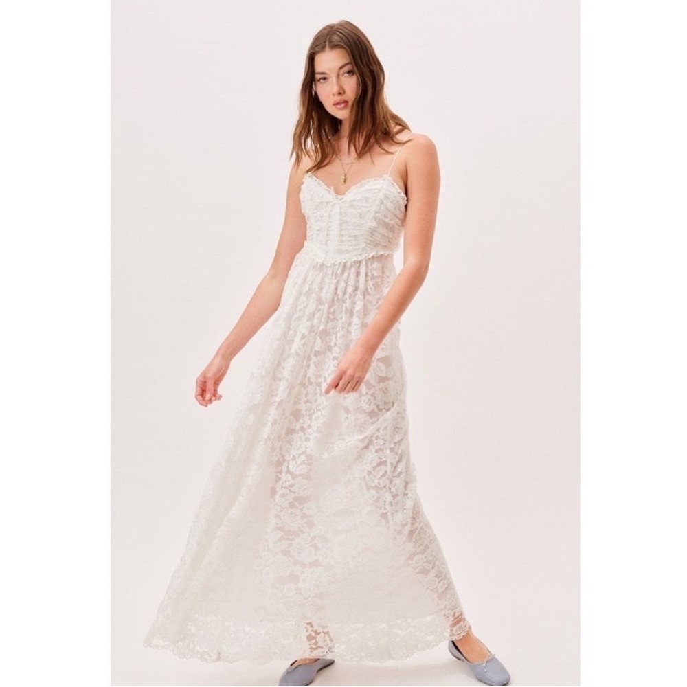 BNWT For Love & Lemons Joelle Maxi Lace Dress Wedding Open Back
